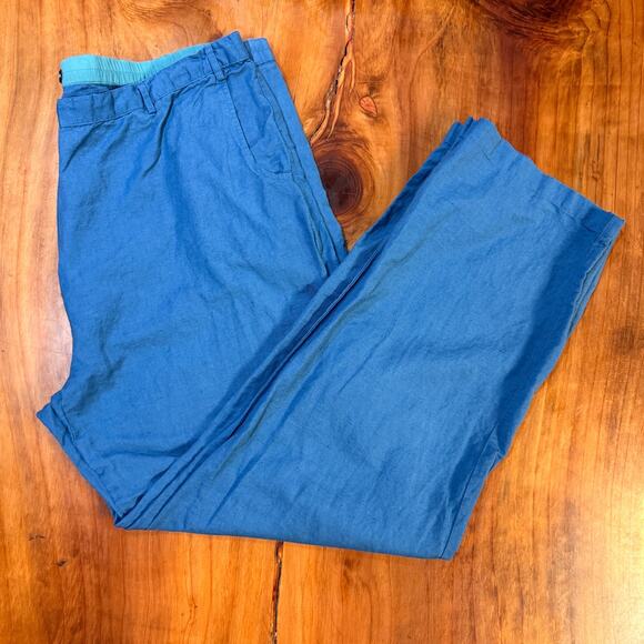 Gudrun Sjoden Women's Pants XL Solid Wide leg Linen Lagenlook Zip Boho Q3-9 - Picture 1 of 7